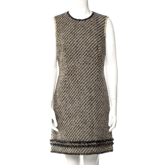 Paula KA Dresses & Skirts - Paula Ka Paris Black and TanTweed Mini Sleeveless Shift Dress Size 38/6 !